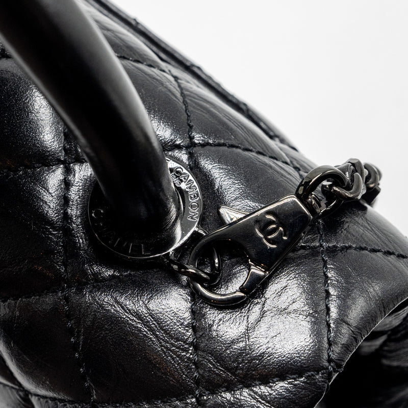 Chanel small coco handle aged calfskin black with black hardware