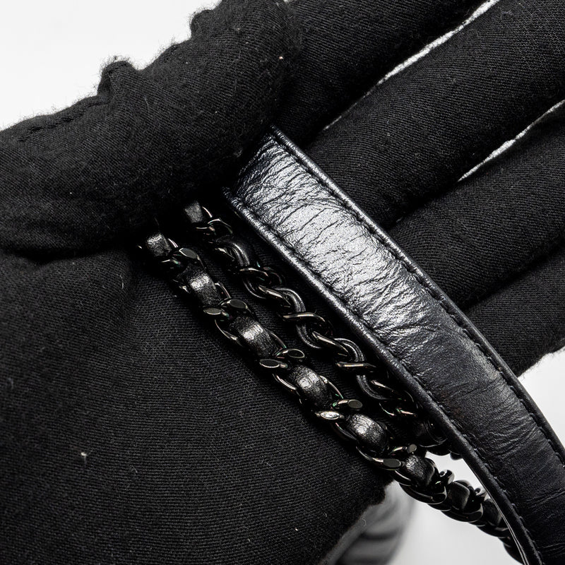Chanel small coco handle aged calfskin black with black hardware
