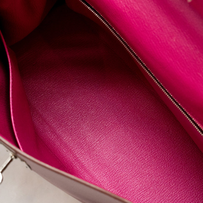 Hermes Kelly 32 Box Rubis/Rose Tyrien SHW Stamp Square O
