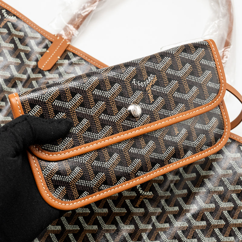 Goyard Saint Louis GM Tote Bag Goyardine Canvas/Leather Black/Brown SHW