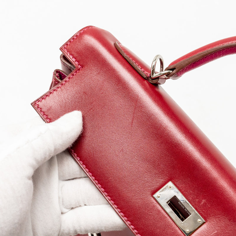 Hermes Kelly 32 Box Rubis/Rose Tyrien SHW Stamp Square O