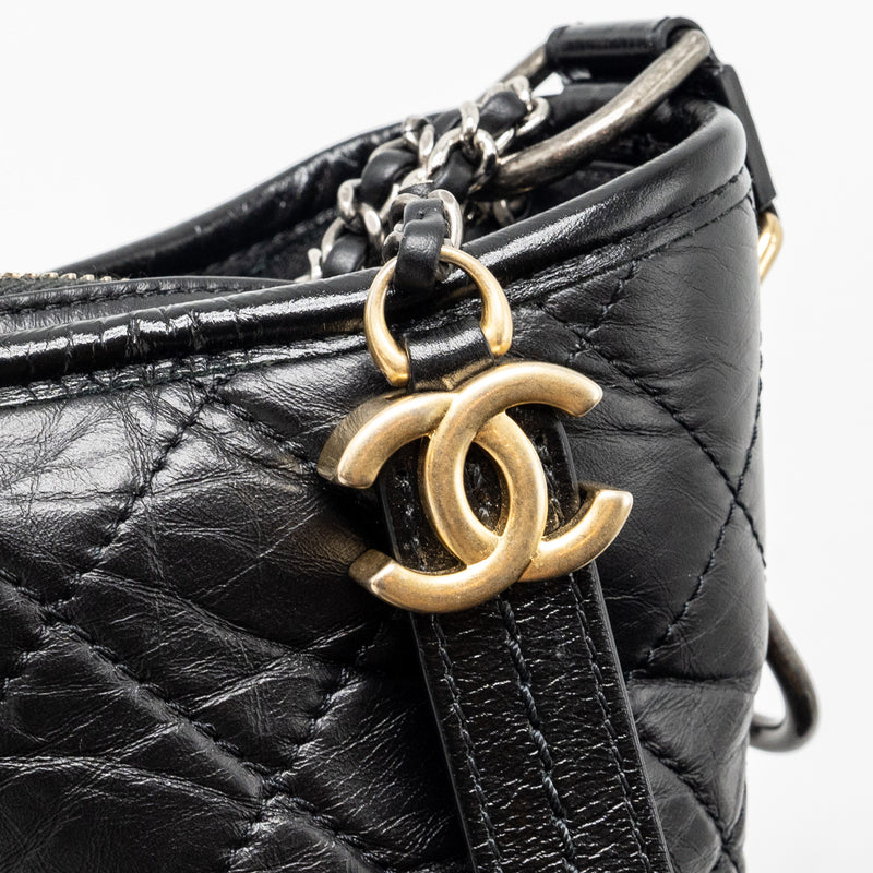 Chanel large Gabrielle hobo bag calfskin black multicolor hardware
