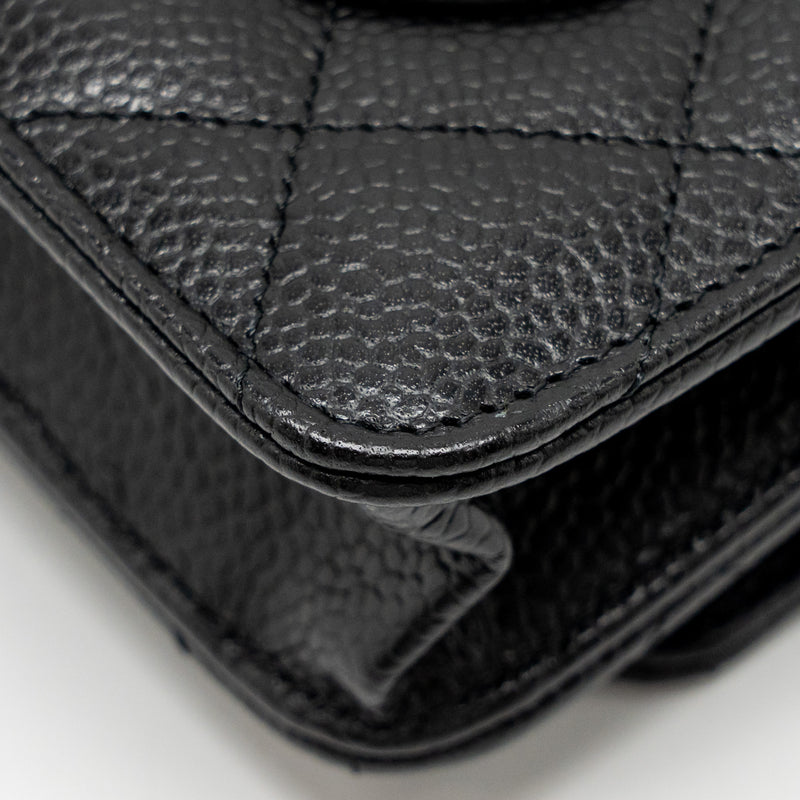Chanel Classic Wallet on chain caviar black GHW (microchip)
