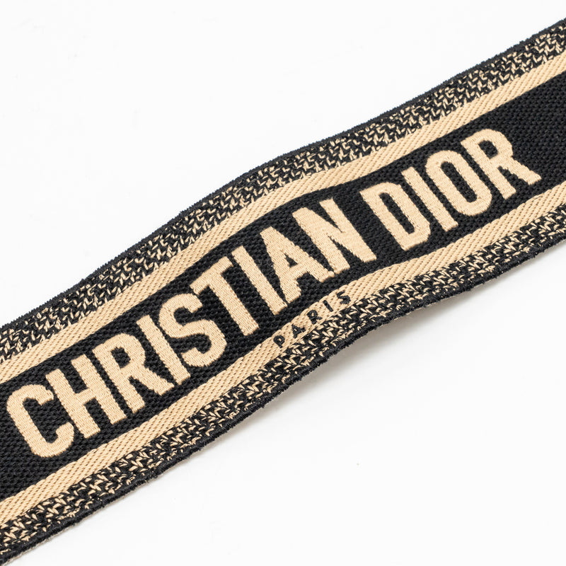 Dior size 75 Belt fabric / leather black / beige GHW