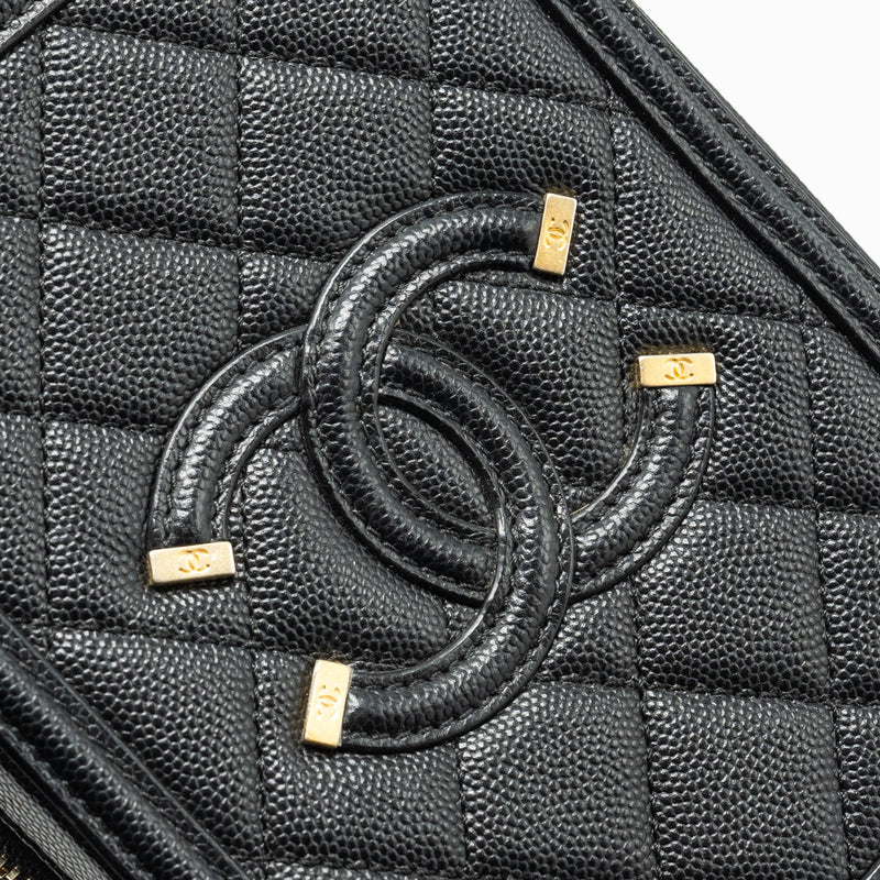 Chanel Filigree Vertical Vanity Case Caviar Black GHW