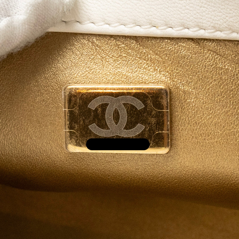 Chanel Pearl Crush Mini Square Lambskin White GHW (microchip)
