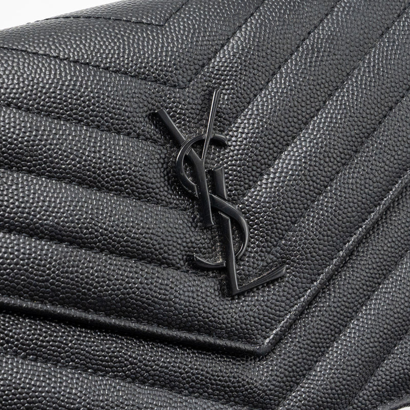 Saint Laurent/YSL Envelope Chain Wallet Calfskin Black / Black Hardware