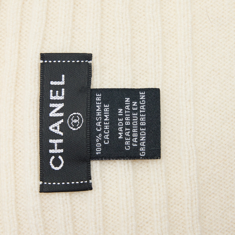 Chanel CC Logo Scarf Cashmere White/Black