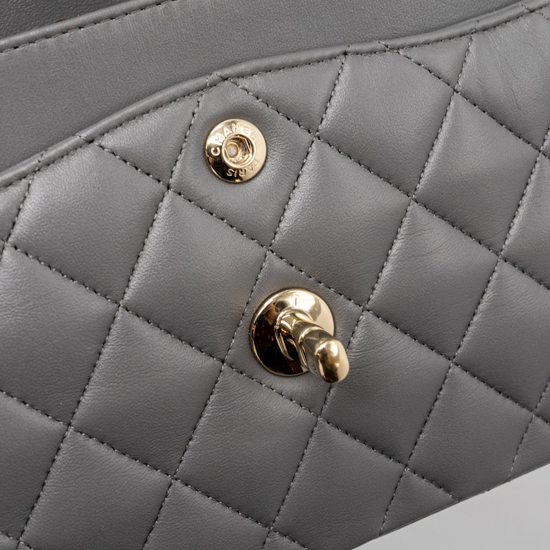 Chanel small classic double flap bag lambskin 22A grey LGHW (microchip)