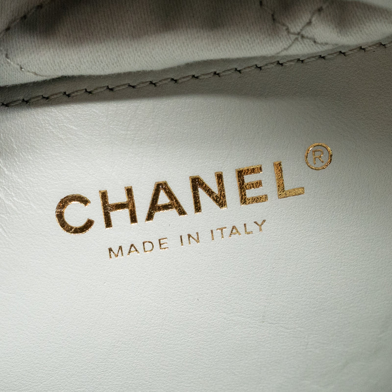 Chanel Mini 22 Bag Calfskin Light Grey GHW (Microchip)