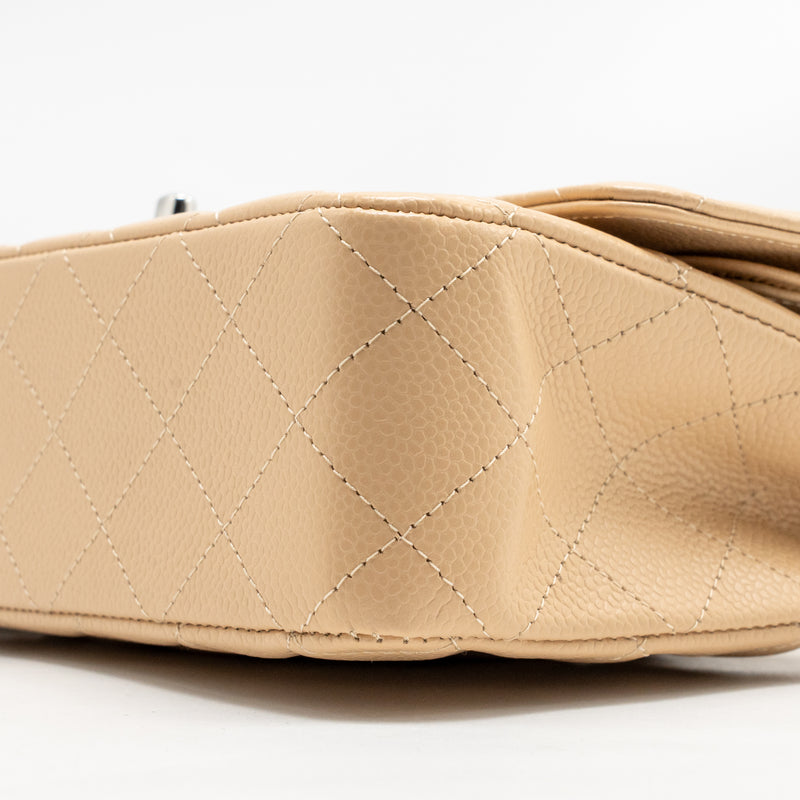 Chanel Medium Classic Double Flap bag caviar beige SHW (microchip)