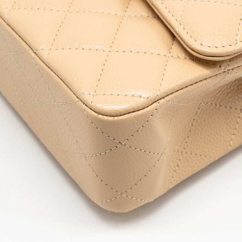 Chanel Medium Classic Double Flap bag caviar beige SHW (microchip)