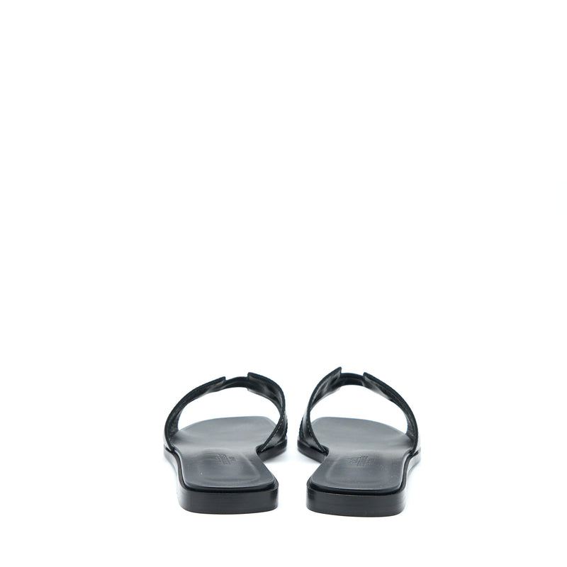 Hermes Size 37.5 Oran Sandal Calfskin Black