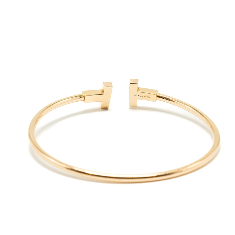 TIFFANY T Size Medium Narrow Wire Bracelet 18K Rose Gold