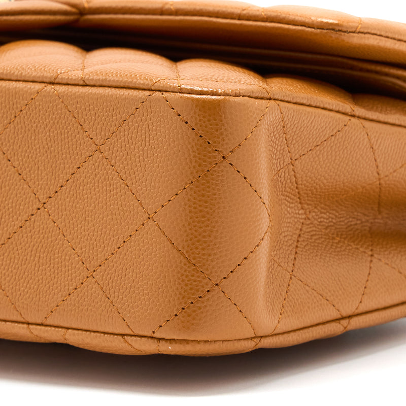 Chanel Medium Classic Double Flap Bag Caviar Caramel LGHW (Microchip)