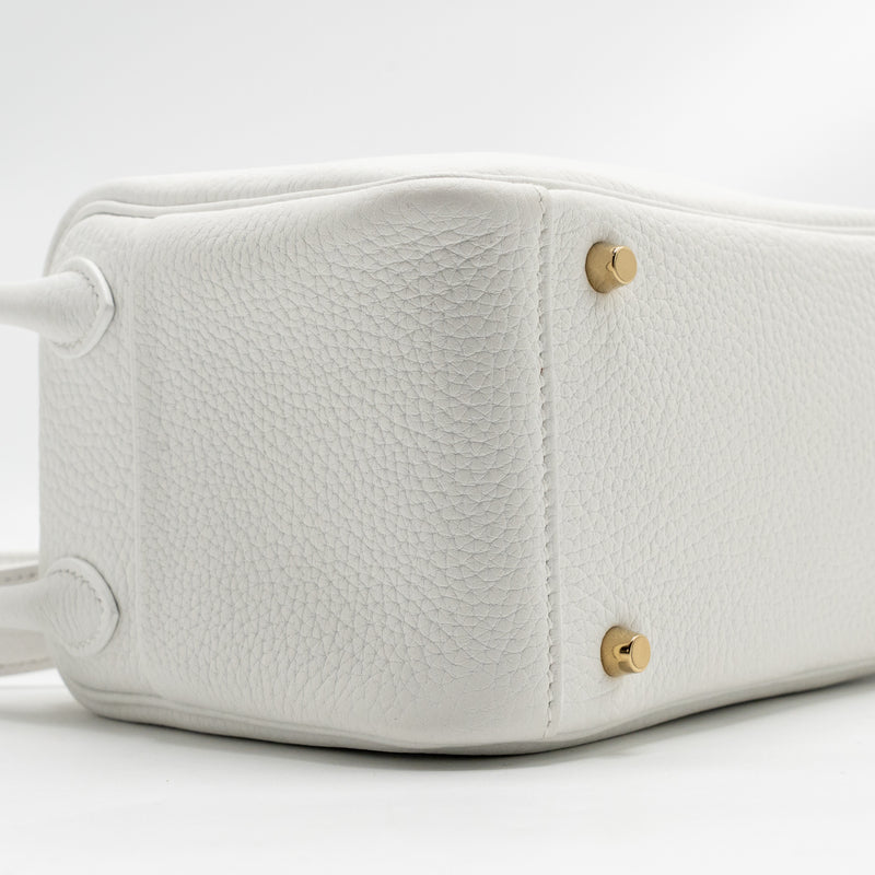 Hermes Mini Lindy clemence New White GHW stamp W