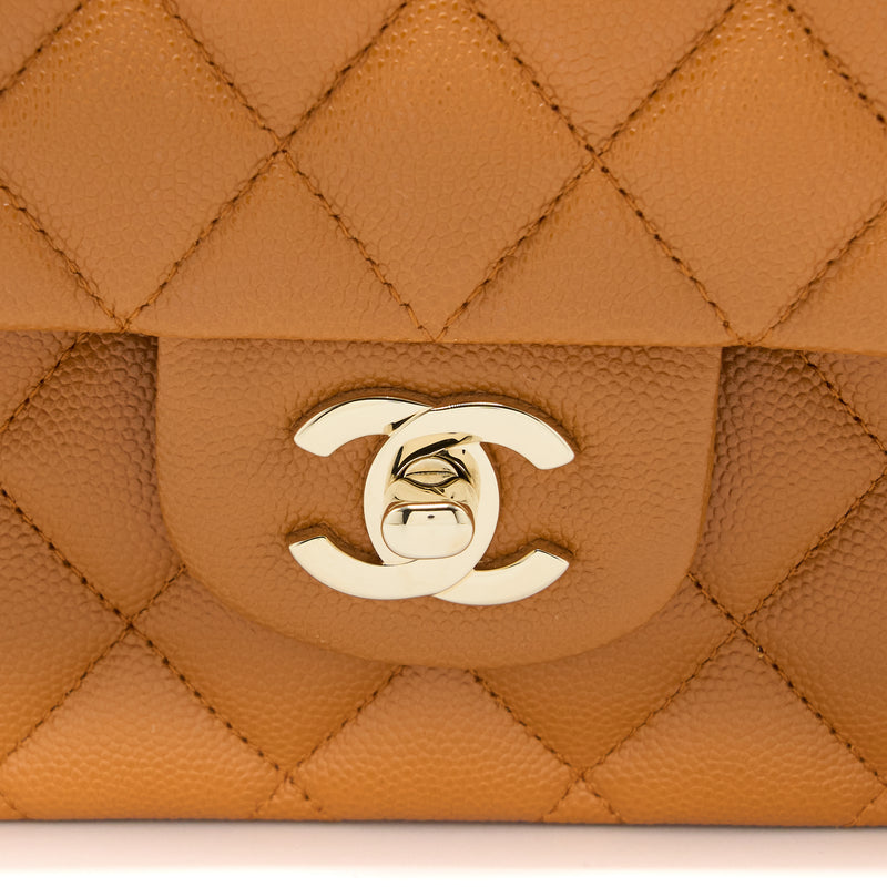 Chanel Medium Classic Double Flap Bag Caviar Caramel LGHW (Microchip)