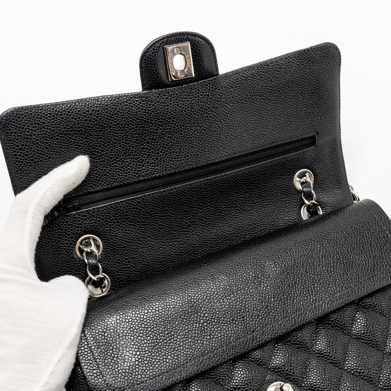 CHANEL Medium Classic Double Flap Bag Caviar Black SHW