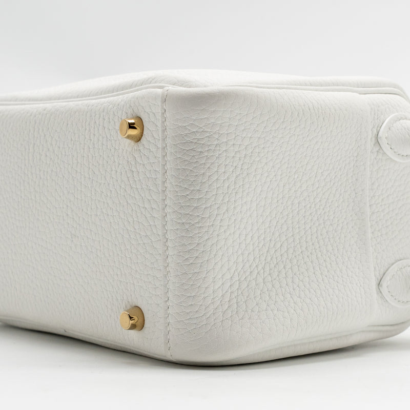 Hermes Mini Lindy clemence New White GHW stamp W