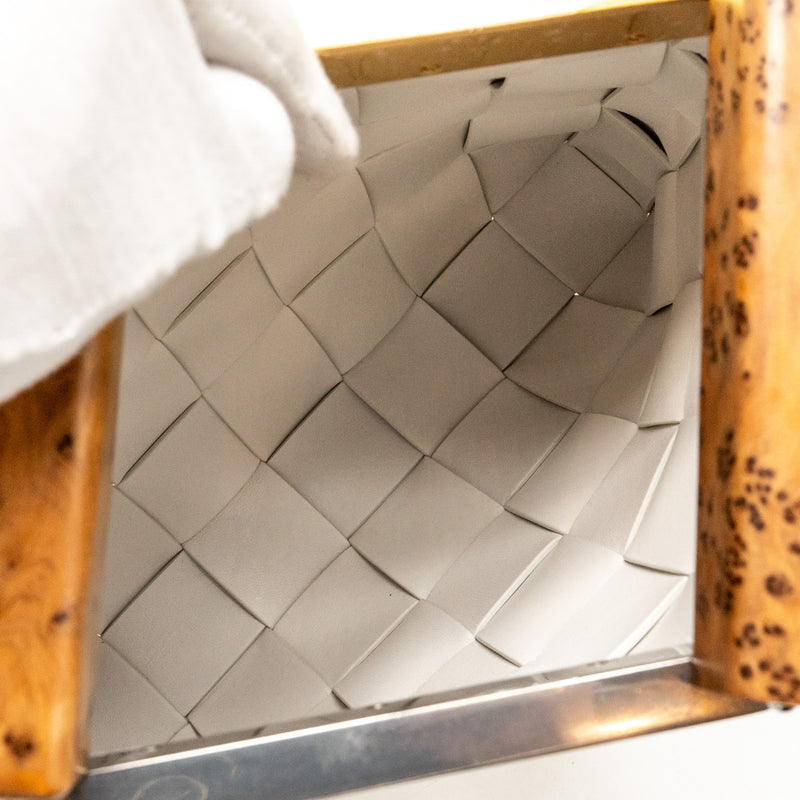 Bottega Veneta Cream Snap Clutch Bag Calfskin/Wood White Multicolour Hardware