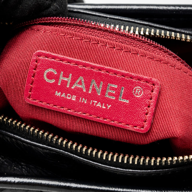Chanel Small Chevron Gabrielle bag calfskin black multicolour hardware