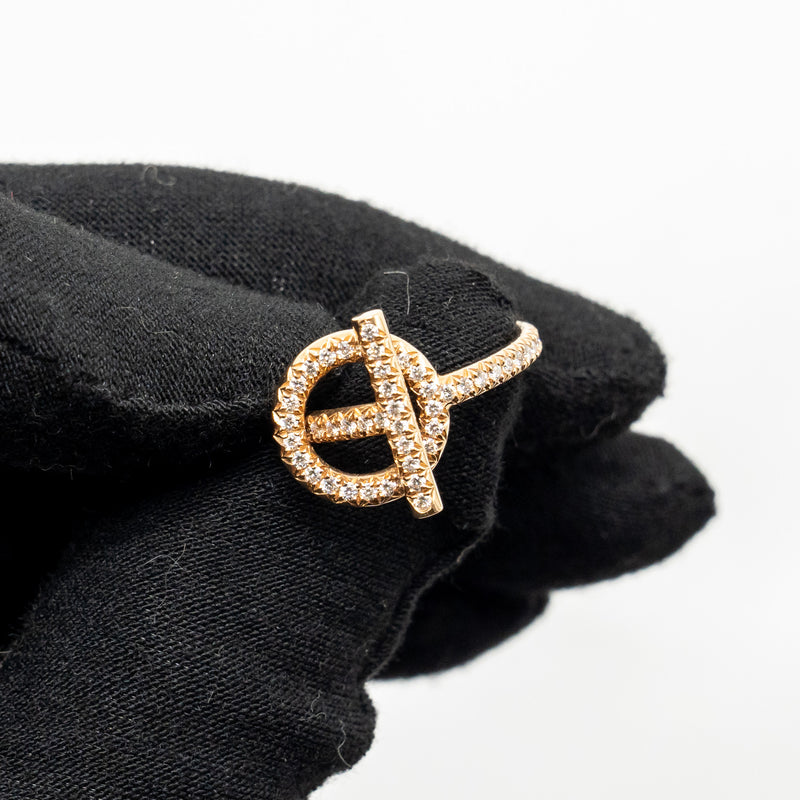 Hermes Size 53 Echappee Ring Small Model, Rose Gold Diamonds