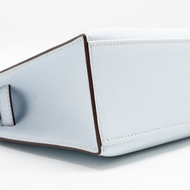 Hermes Kelly Pochette Swift Bleu Brume SHW Stamp Z