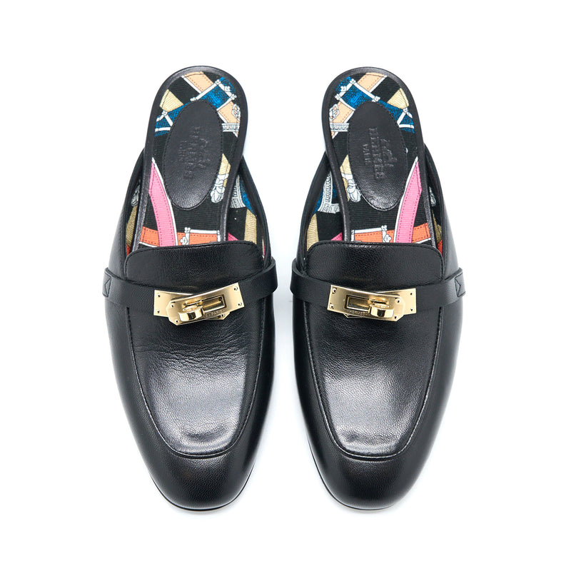 Hermes Size 35 OZ Mule Calfskin Black/Multicolour GHW