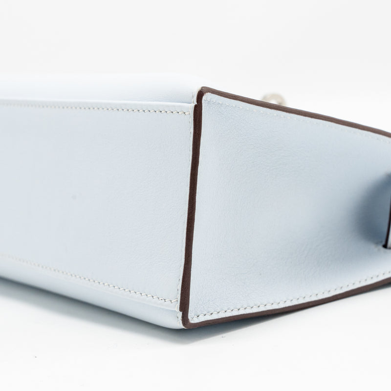 Hermes Kelly Pochette Swift Bleu Brume SHW Stamp Z