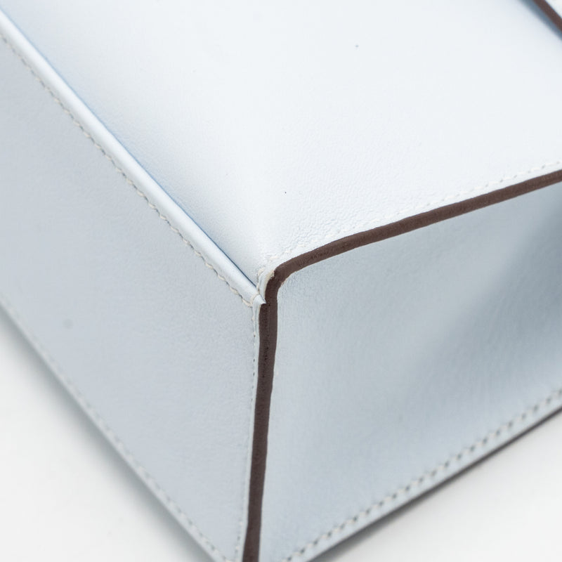 Hermes Kelly Pochette Swift Bleu Brume SHW Stamp Z