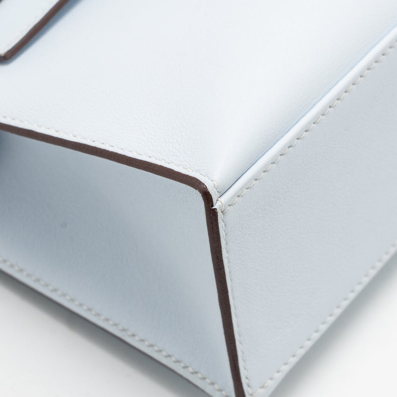 Hermes Kelly Pochette Swift Bleu Brume SHW Stamp Z