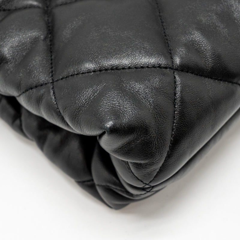 Chanel quilted double chain shoulder bag Lambskin black GHW (micochip)