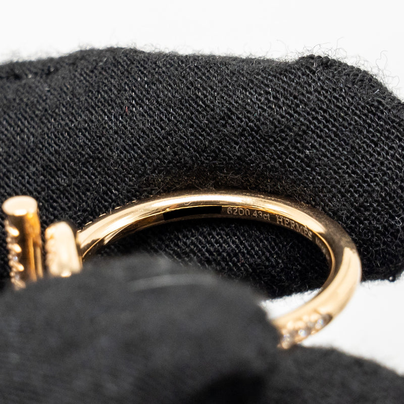 Hermes Size 53 Echappee Ring Small Model, Rose Gold Diamonds