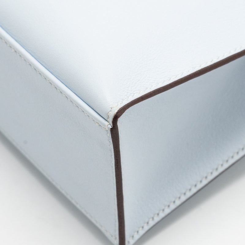 Hermes Kelly Pochette Swift Bleu Brume SHW Stamp Z