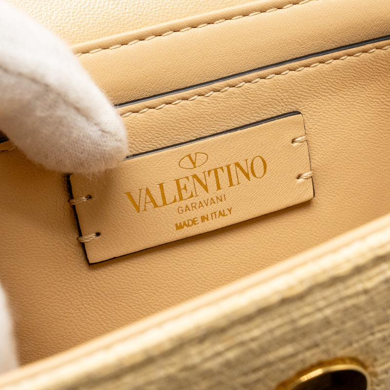 Valentino Small Supervee Crossbody Bag Leather/Raffia Beige GHW