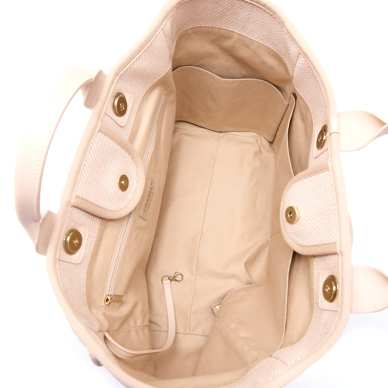 Chanel Deauville Tote Bag Fabric Light Pink LGHW
