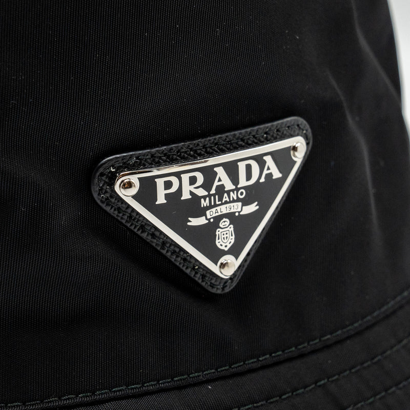 Prada Size M Re-Nylon Bucket Hat Black SHW