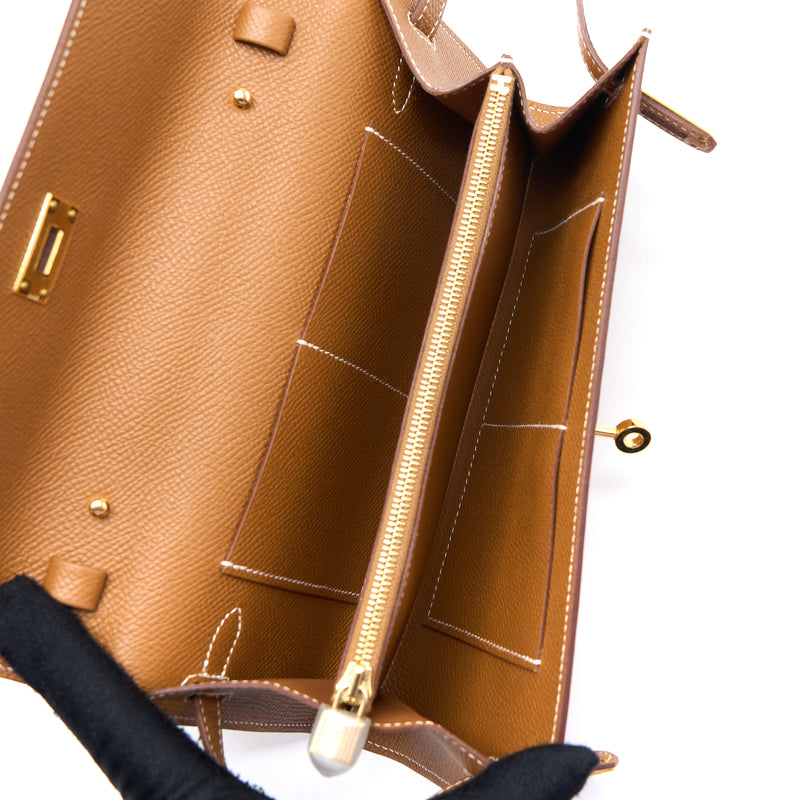 Hermes Kelly To Go Epsom Gold GHW Stamp U