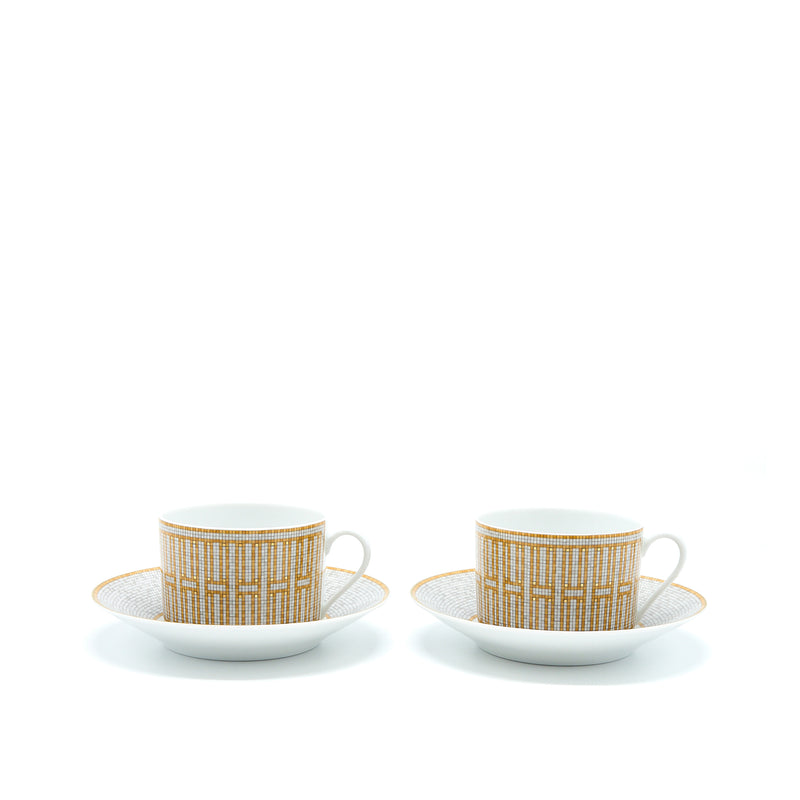 Hermes Mosaique Au 24 Gold Breakfast Cup and Saucer (Sell in a Set)