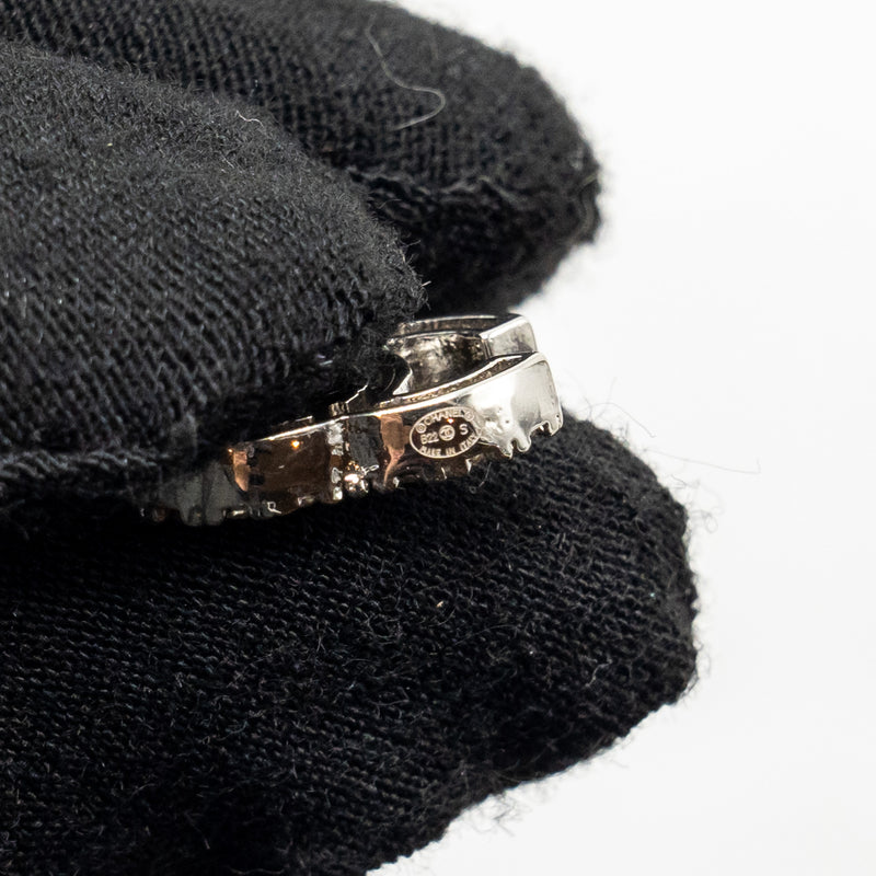 Chanel CC logo dropped earrings crystal silver/gold tone