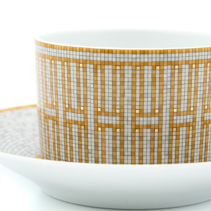 Hermes Mosaique Au 24 Gold Breakfast Cup and Saucer (Sell in a Set)