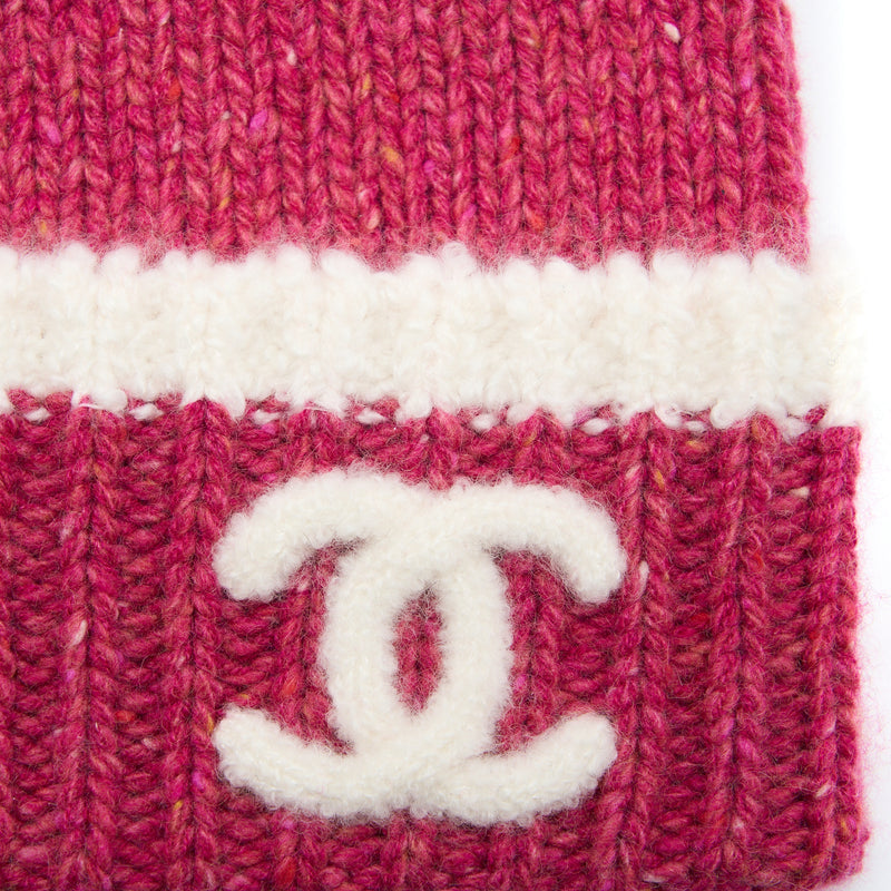 Chanel Beanie Hat Cashmere Pink/White