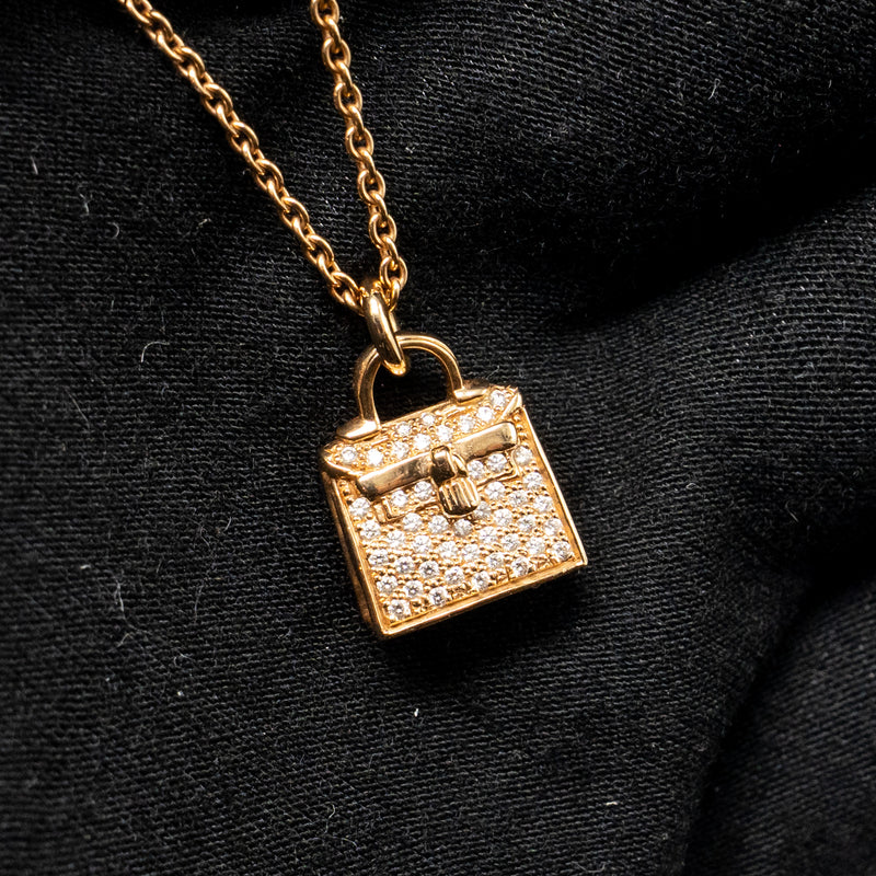 Hermes Amulette Kelly Pendant Rose Gold Diamonds