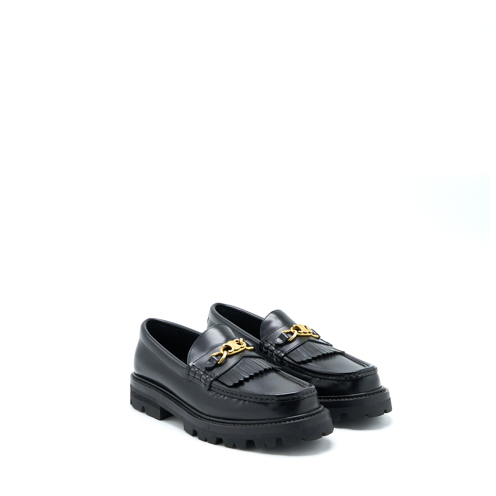 CELINE セリーヌ ブーティ 黒 EU36 1/2(23cm位) 4601825J0038 Celine Size 38 Triomphe Chunky Loafer Calfskin Black GHW