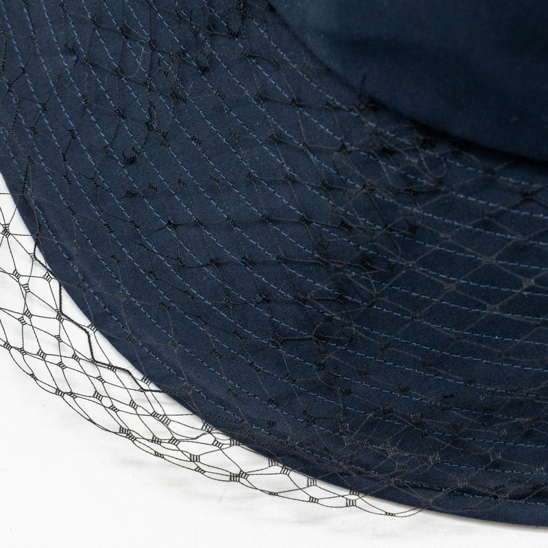 Dior Size 57 Teddy-D Brim Bucket Hat with Veil Blue SHW