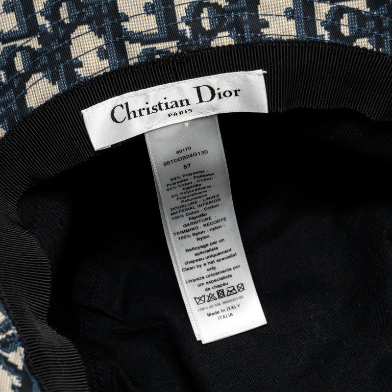 Dior Size 57 Teddy-D Brim Bucket Hat with Veil Blue SHW