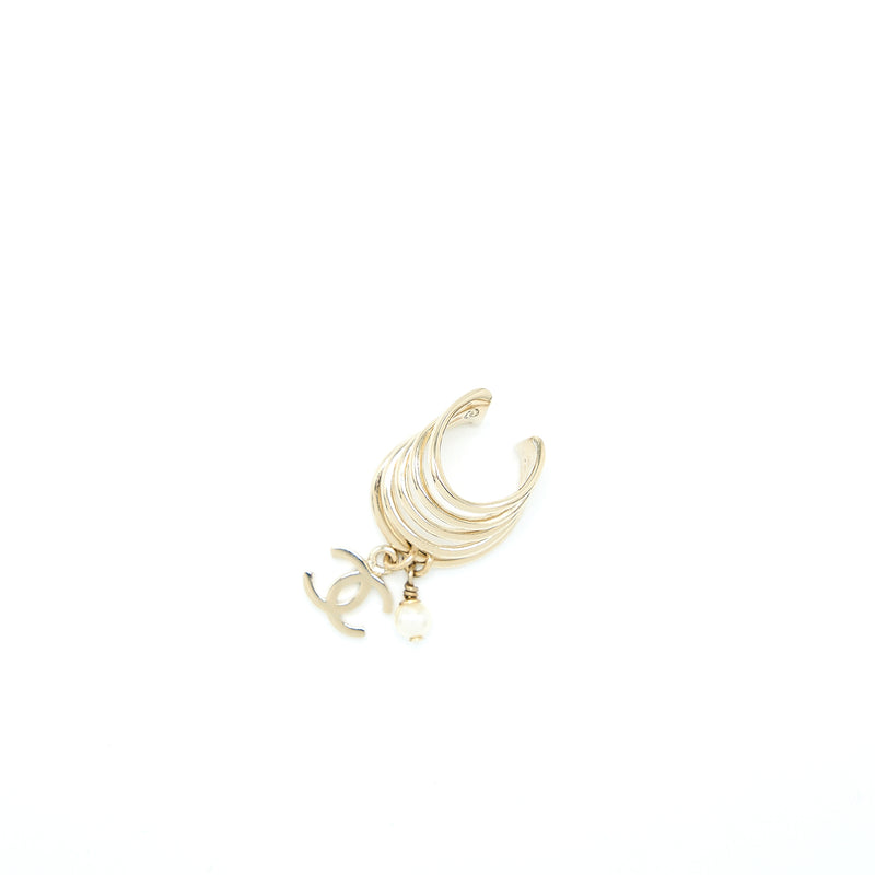 Chanel One Side Twist with CC Drop Earring Light Gold Tone