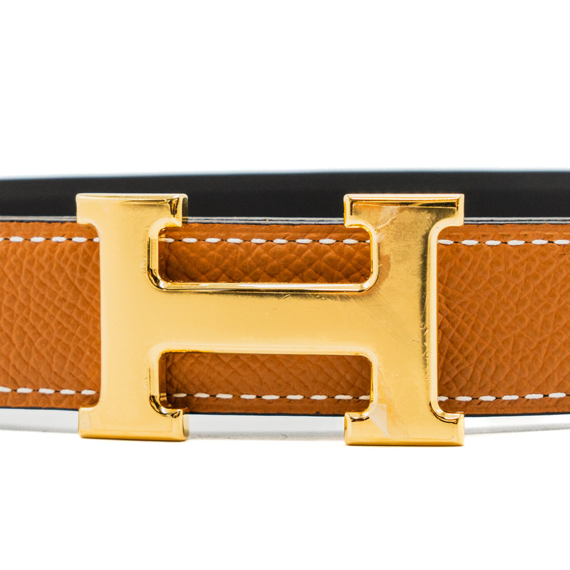 Hermes 65cm double sided 24mm belt gold / black GHW stamp U