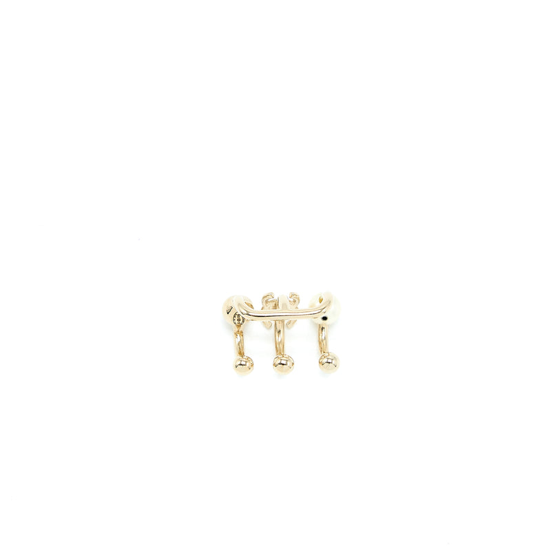 Chanel One Side Earring Light Gold Tone