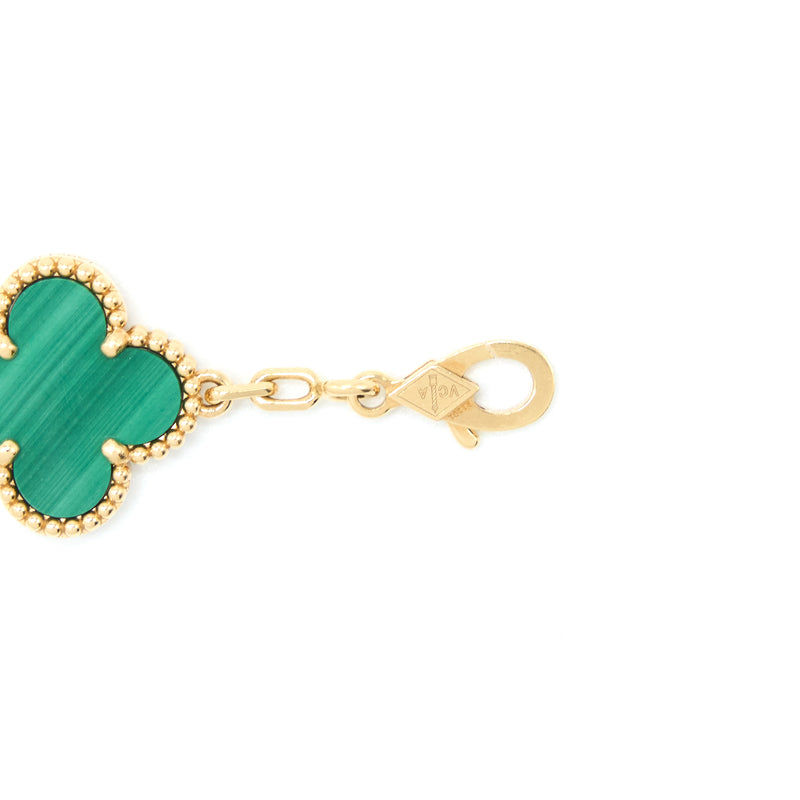 Van Cleef&Arpels Vintage Alhambra Bracelet, 5 Motifs 18K Yellow Gold/Malachite